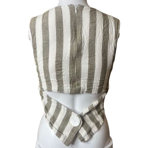 JOA Striped Sleeveless Top - Brown and White Size XS - Picture 2 of 2